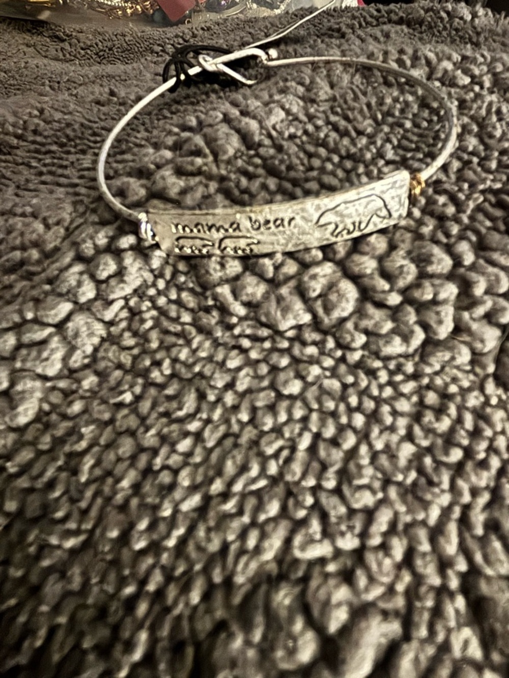 rave Silver Tone Wire Bangle Bracelet with Curved Bar